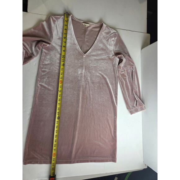 Madewell Velvet Balloon-Sleeve Mini Dress Pink Small Holiday Party - Picture 5 of 9